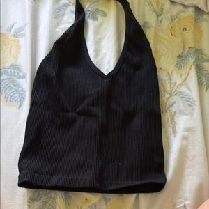 Black Ribbed Halter Top